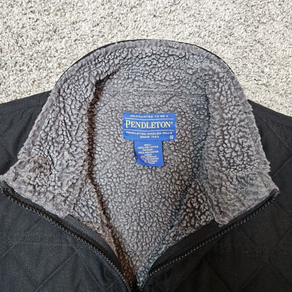 Pendleton Vest Mens Extra Large Black Quilted Faux Sherpa Western - Picture 3 of 9